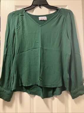 Dear John Emerald Green V-Neck Long Sleeve Top